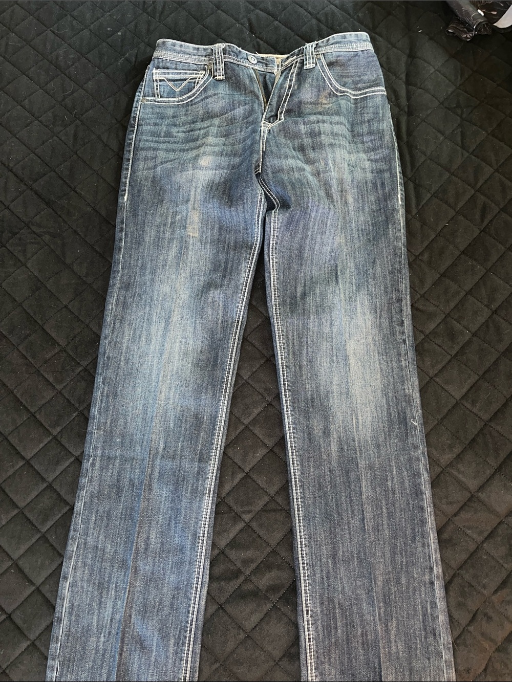Rock & Roll Denim Cowboy Men's Straight-Leg Faded Blue Jeans